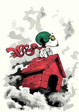 Snoopy as the Red Baron on his doghouse