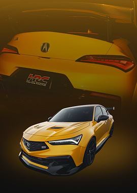 Yellow Acura Integra HRC Racing Car