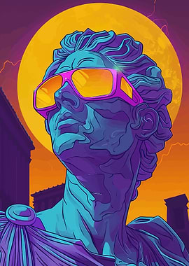 Retro Statue with Sunglasses