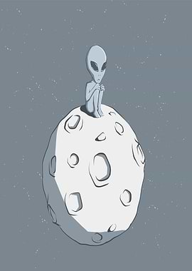 Sad alien on the moon
