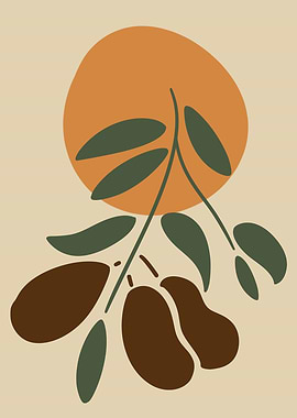 Abstract botanical illustration with fruit