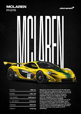 McLaren P1 GTR Car Poster