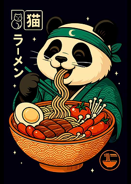 Panda Eating Ramen