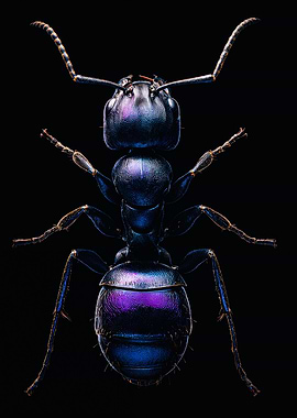 Iridescent Purple Ant Macro Photography