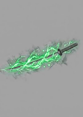 Enchanted Katana with Green Energy