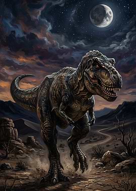 Tyrannosaurus Rex in Desert Night