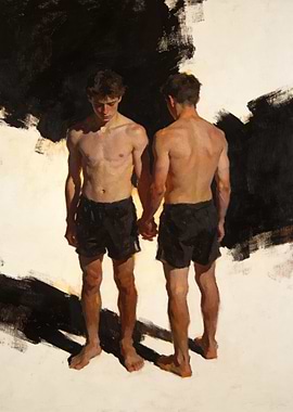 Two young men holding hands