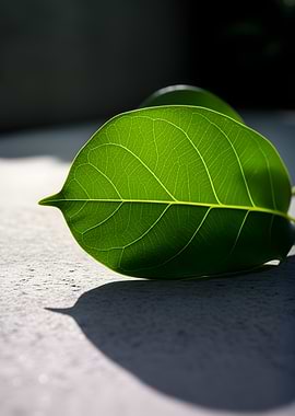 Close-up of a green leaf with veins