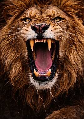 Close-up of a roaring lion