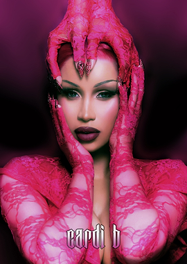 Cardi B in Pink Lace