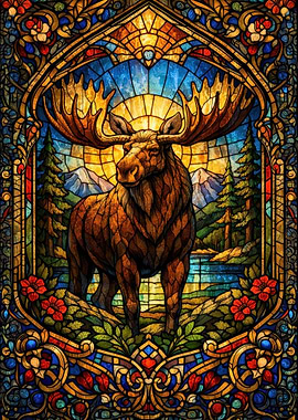 Stained Glass Moose in Nature