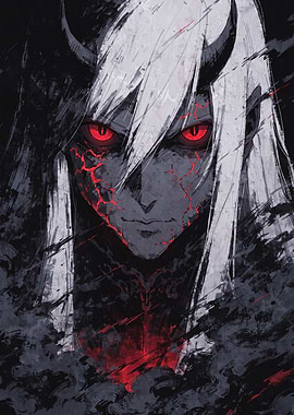 Demonic Anime Character with Red Eyes