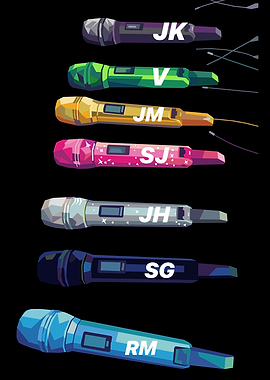 BTS Microphones with Member Initials