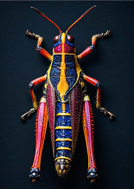 Vibrant Multicolored Grasshopper Macro Photography