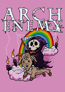 Grim Reaper Riding a Goat with Rainbow