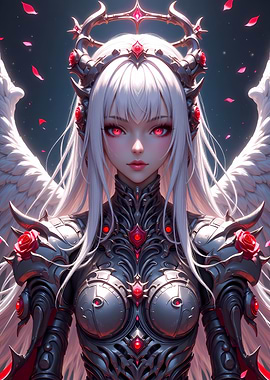 Angelic Warrior with Red Eyes and Armor