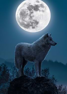 Wolf howling at the moon