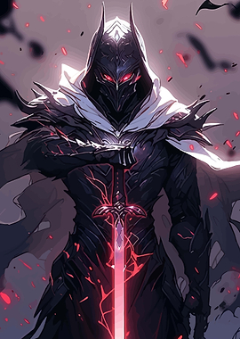 Dark Knight with Glowing Sword