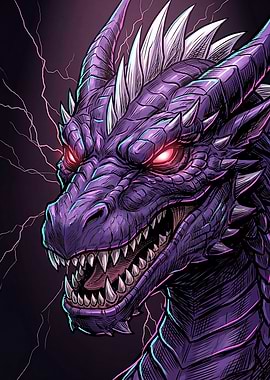 Fierce Purple Dragon with Glowing Eyes