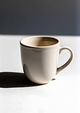 Beige Ceramic Mug with Handle