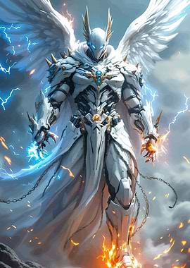 Angelic Warrior with Lightning and Fire