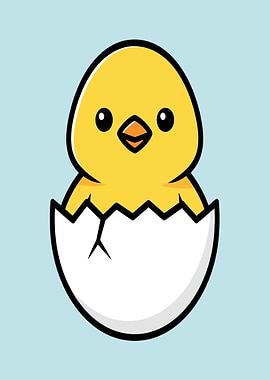 Cute Chick Hatching from Egg