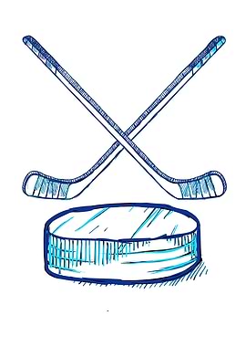 Hockey Sticks and Puck Illustration