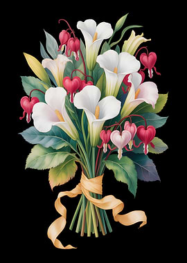 Elegant Callas and Bleeding Hearts Bouquet