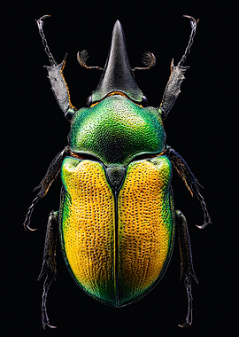 Iridescent Rhinoceros Beetle Macro Photography