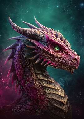 Majestic Dragon in Cosmic Nebula