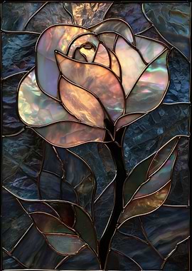 Stained Glass Rose with Iridescent Petals