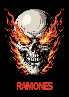 Ramones Skull with Flames