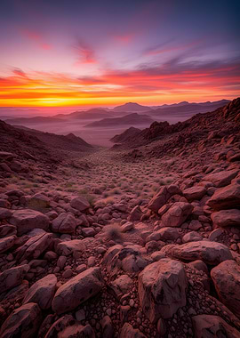 Desert Mountain Landscape at Sunset