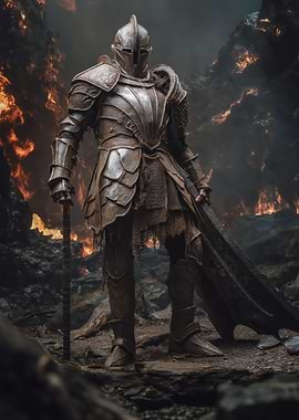Knight in Fiery Wasteland