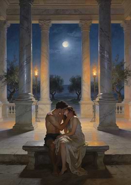 Romantic Couple Under the Moonlight
