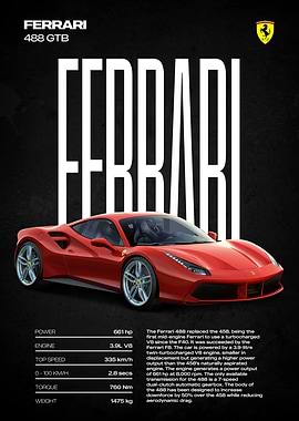 Ferrari 488 GTB Poster