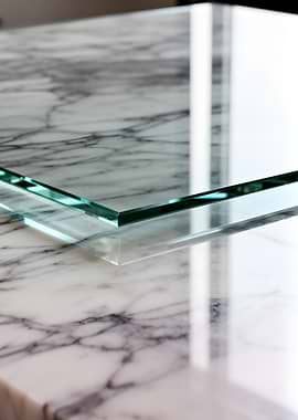 Glass Shelf on Marble Surface