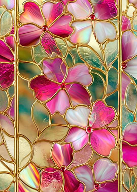 Stained Glass Floral Panel