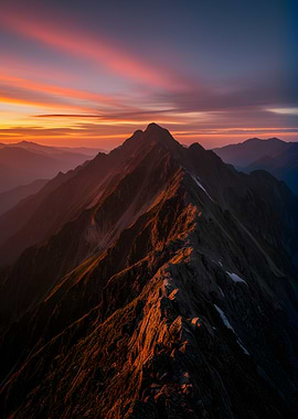 Mountain Ridge at Sunset