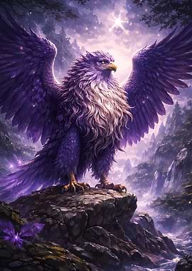 Majestic Purple Griffin on Rocky Outcrop