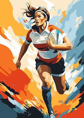 Woman Playing Rugby