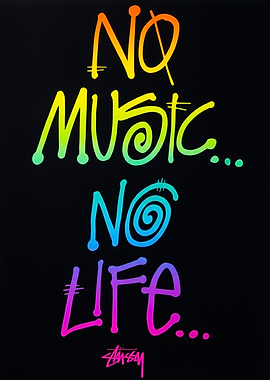 No Music No Life Stussy Graffiti