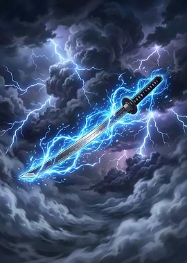 Lightning Katana in Stormy Sky