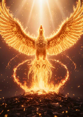 Phoenix Rising from Flames