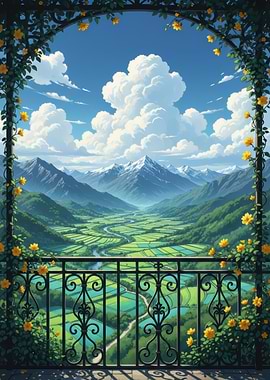Balcony View of a Lush Valley