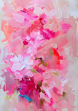 Abstract Pink Floral Painting