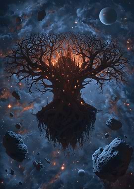 Floating Tree Castle in Space