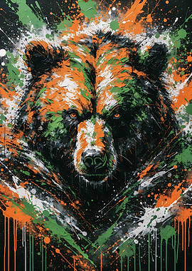 Wild Splatter Spirit: A Bear Explosion of Color and Energy