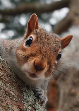 Close-up of a curious squirrel