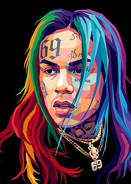 Colorful Portrait of Rapper Tekashi 6ix9ine